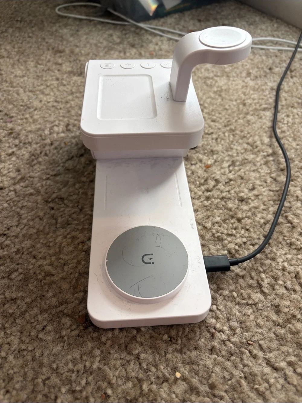 3-in-1 White Wireless Charging Stand with LED Clock